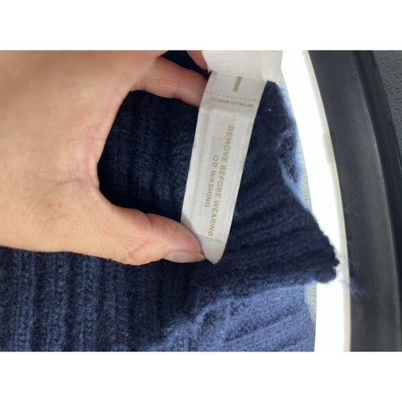 Loft Womens Sweater The Modern Poncho Blue Gold Buttons Size XS S - Picture 12 of 13